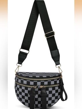 Checkered Roomy Crossbody Bum Bag
